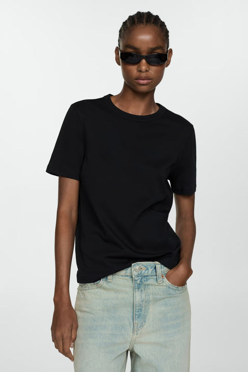 Top uni manches courtes Noir - MANGO
