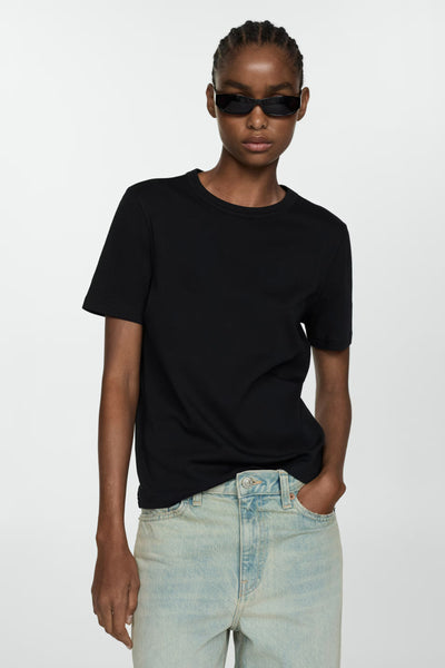 Top uni manches courtes Noir - MANGO