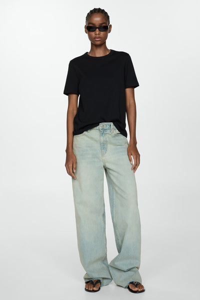 Top uni manches courtes Noir - MANGO