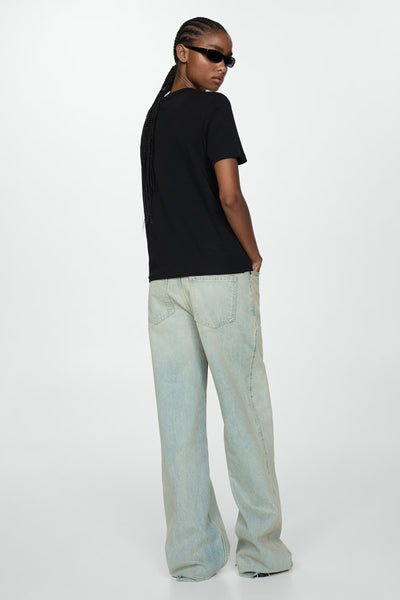 Top uni manches courtes Noir - MANGO