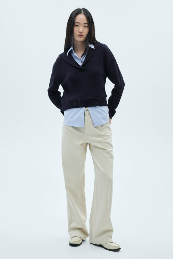 Pull col V Bleu - MANGO
