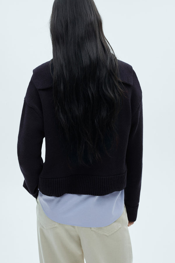 Pull col V Bleu - MANGO
