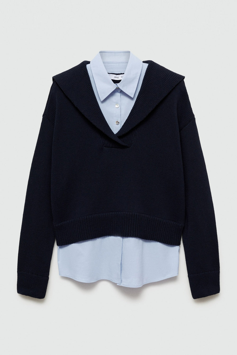 Pull col V Bleu - MANGO