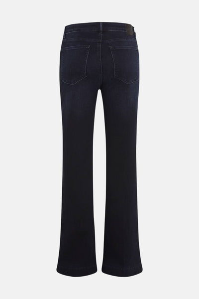 Jean large en denim bleu foncé de BRAX, vue arrière avec poches et coupe évasée.
