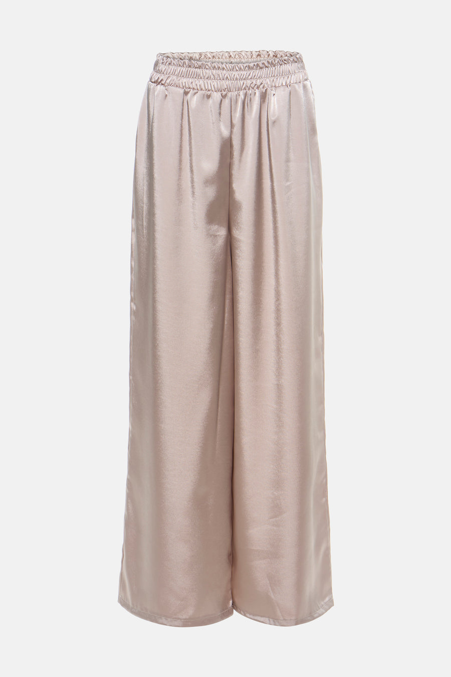 Pantalon beige en satin de Terra di Siena, coupe ample et taille élastiquée.