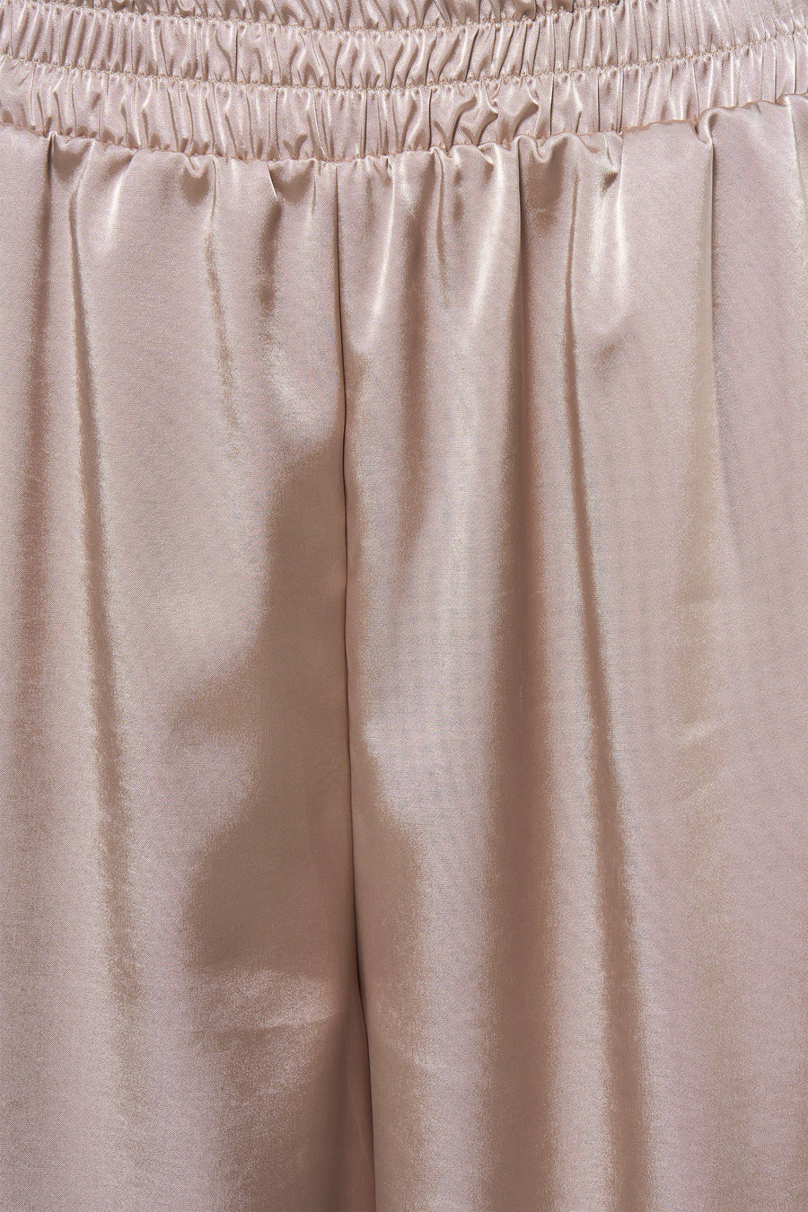 Pantalon beige de Terra di Siena en tissu satiné froissé avec taille élastique.