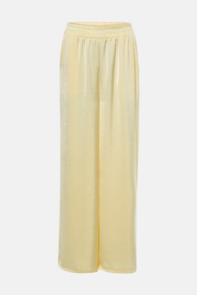 Pantalon de saison jaune Terra di Siena à jambes larges et taille élastiquée, en tissu satiné.