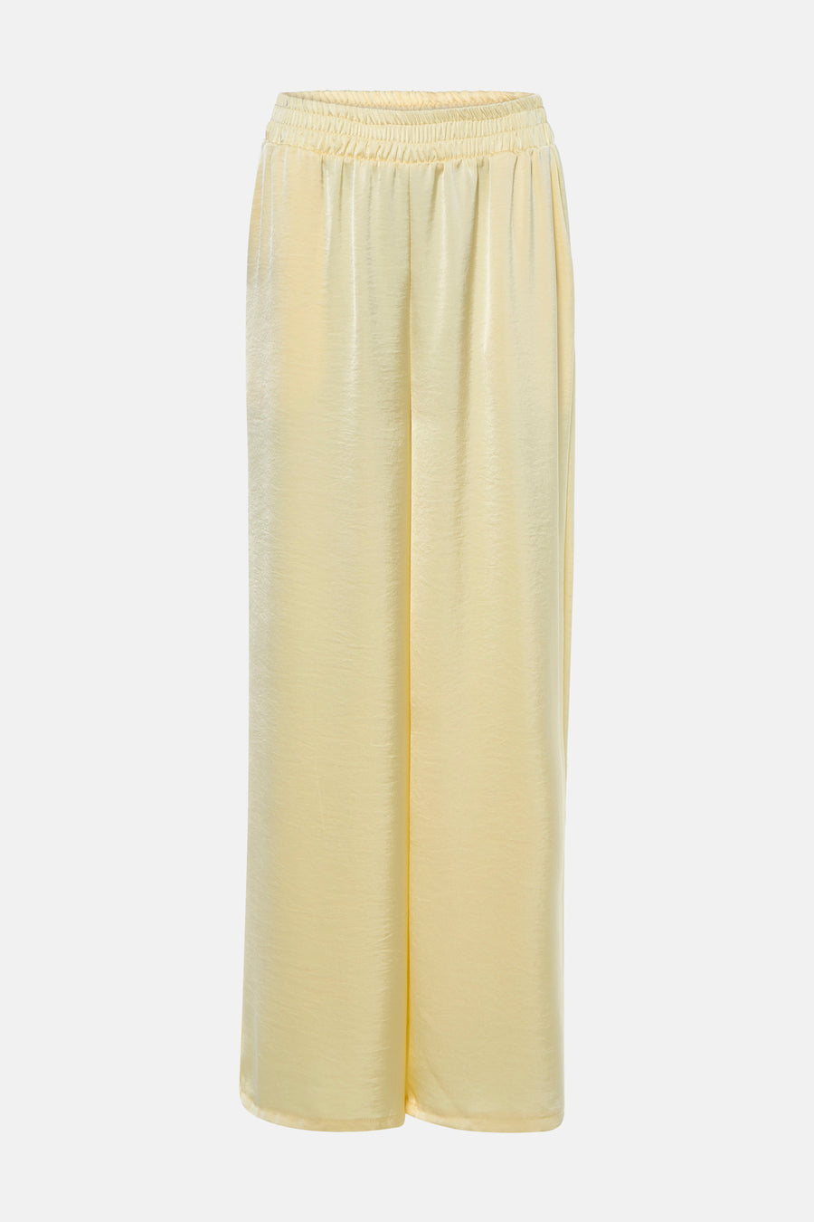Pantalon de saison jaune Terra di Siena à jambes larges et taille élastiquée, en tissu satiné.