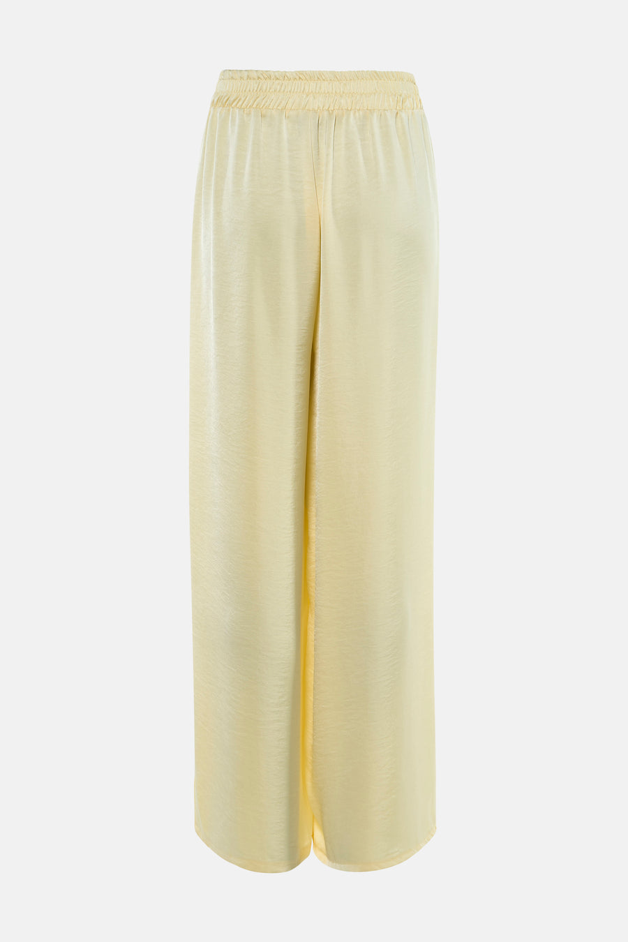 Pantalon jaune Terra di Siena avec taille élastique et texture satinée.