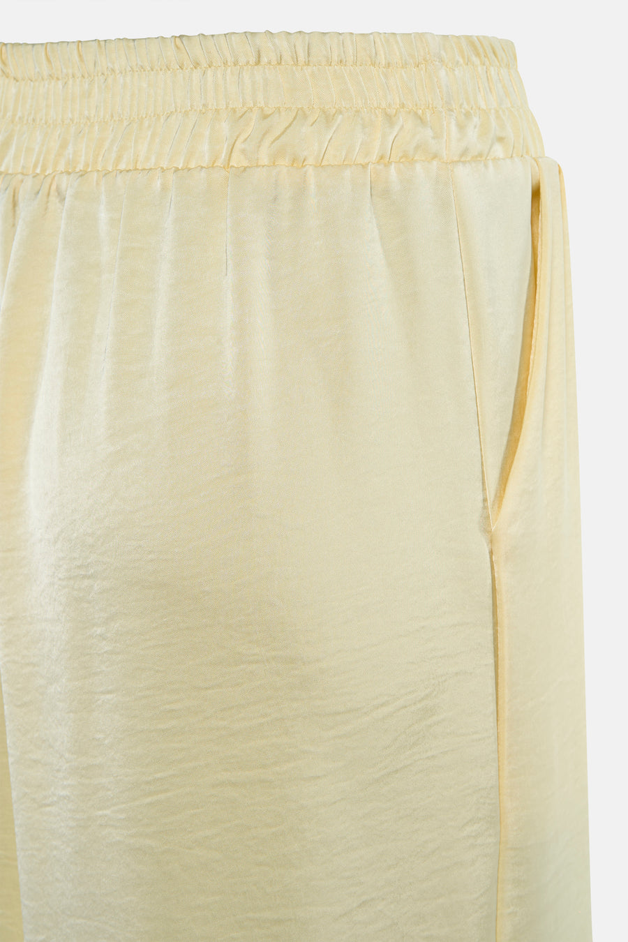Pantalon jaune pour femme de Terra di Siena, avec taille élastique et texture soyeuse.