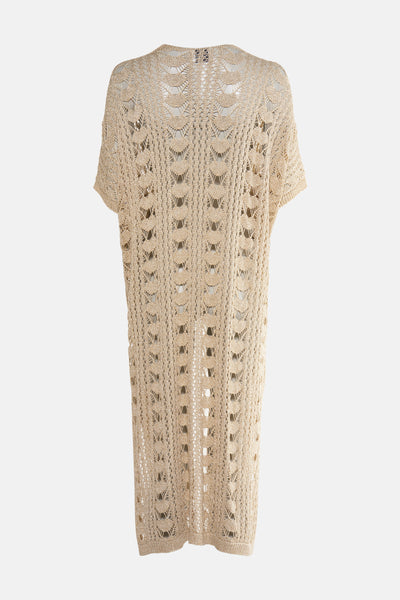 Gouden Terra di Siena gilet met een fantasie-openwerkpatroon.