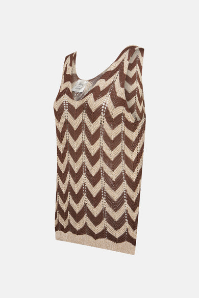 Top sans manches multicolore de Terra di Siena, à motif chevron et maille ajourée.
