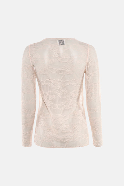 Roze T-shirt met lange mouwen van Terra di Siena in bloemenkant, achterkant.