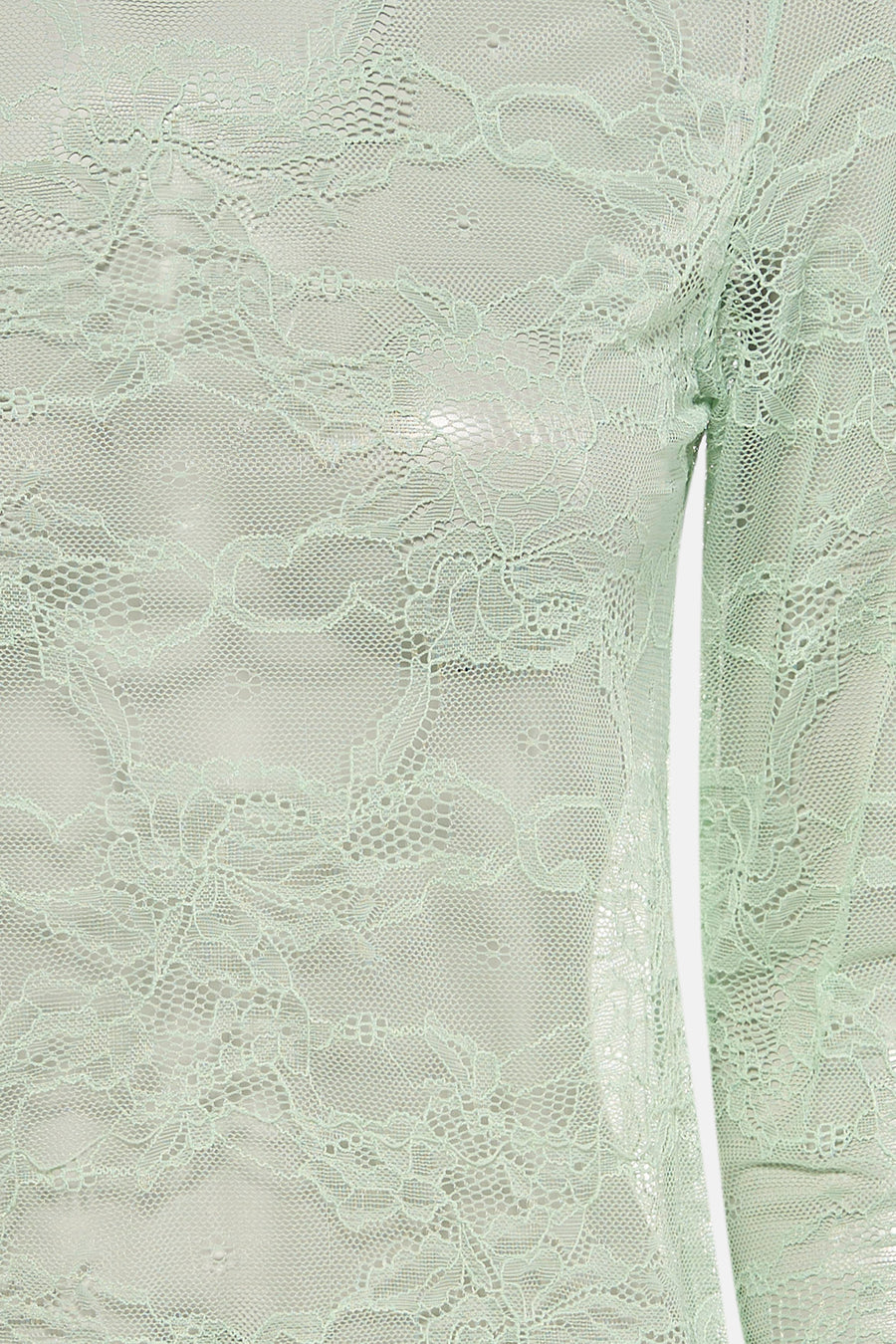 Groen T-shirt met lange mouwen van Terra di Siena in delicate bloemenkant, lange mouwen.