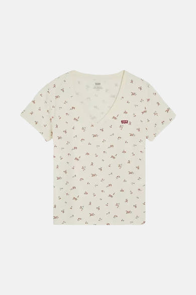 Ecru T-shirt met korte mouwen van Levi's®, met all-over bloemenprint.