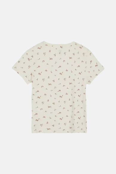 Ecru T-shirt met korte mouwen van Levi's®, bedrukt met miniatuur bloemenpatronen, achterzijde.