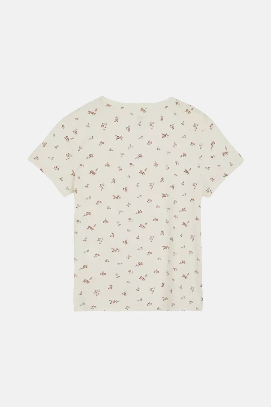 Ecru T-shirt met korte mouwen van Levi's®, bedrukt met miniatuur bloemenpatronen, achterzijde.