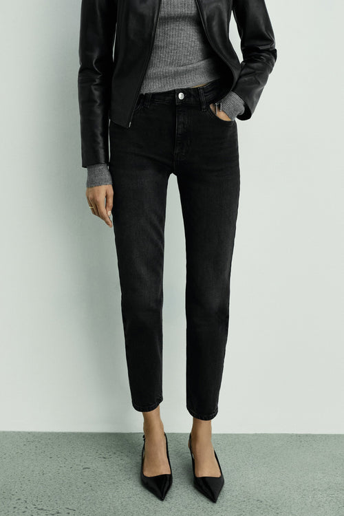 Jean Mom DARK GREY DENIM - MANGO