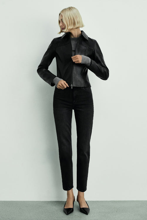 Jean Mom DARK GREY DENIM - MANGO
