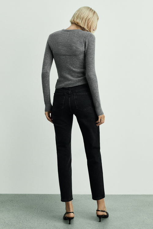 Jean Mom DARK GREY DENIM - MANGO
