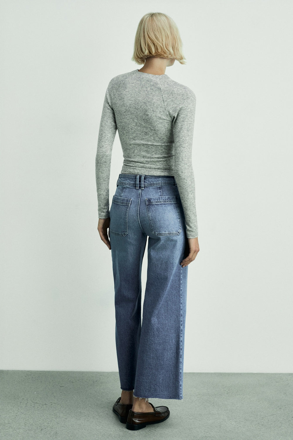 Jean large DARK BLUE DENIM - MANGO