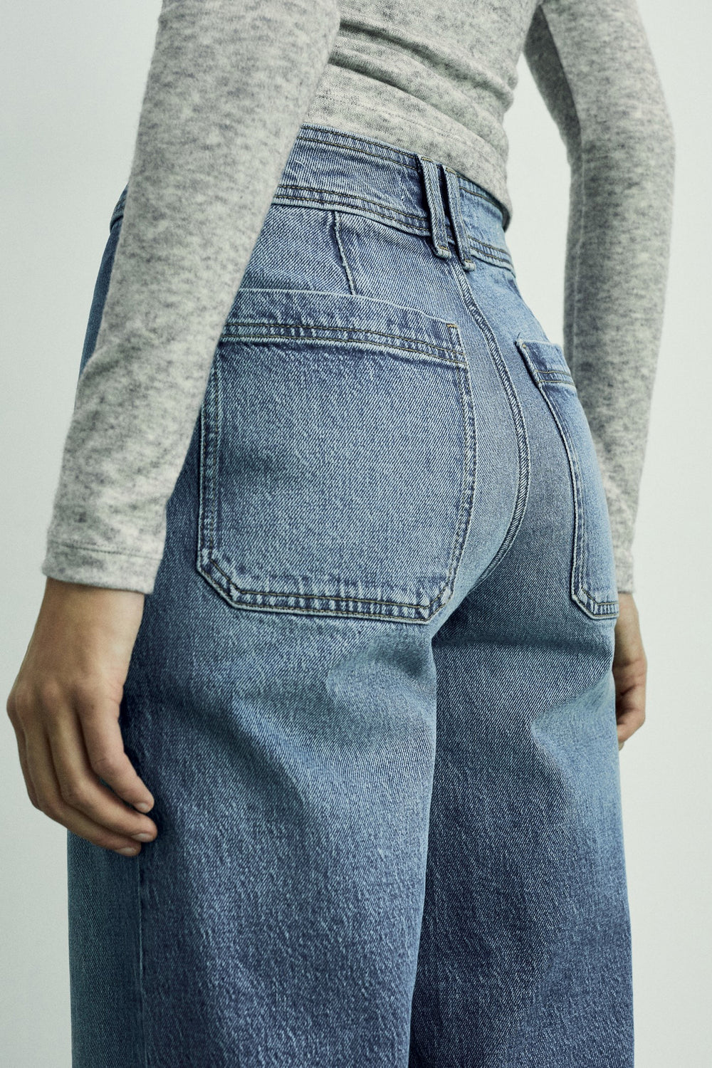 Jean large DARK BLUE DENIM - MANGO