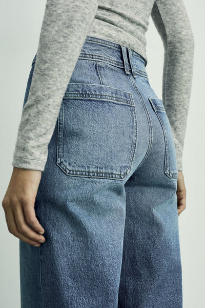 Jean large DARK BLUE DENIM - MANGO