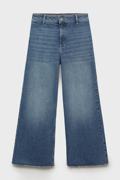 Jean large DARK BLUE DENIM - MANGO