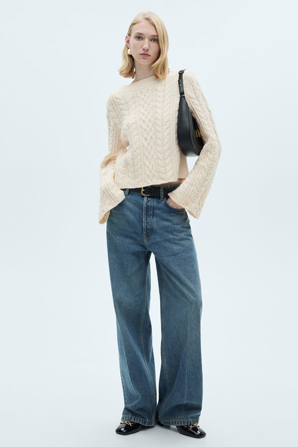 Pull col rond Blanc - MANGO