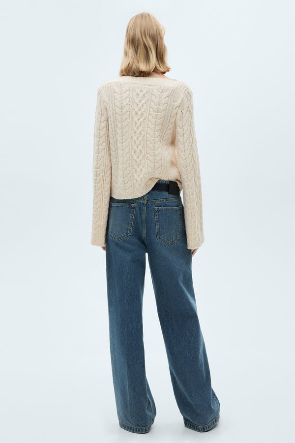 Pull col rond Blanc - MANGO
