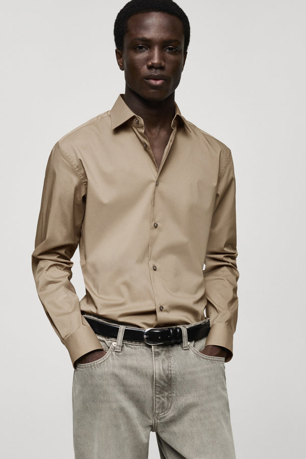 Chemise (manches longues) Brun - MANGO
