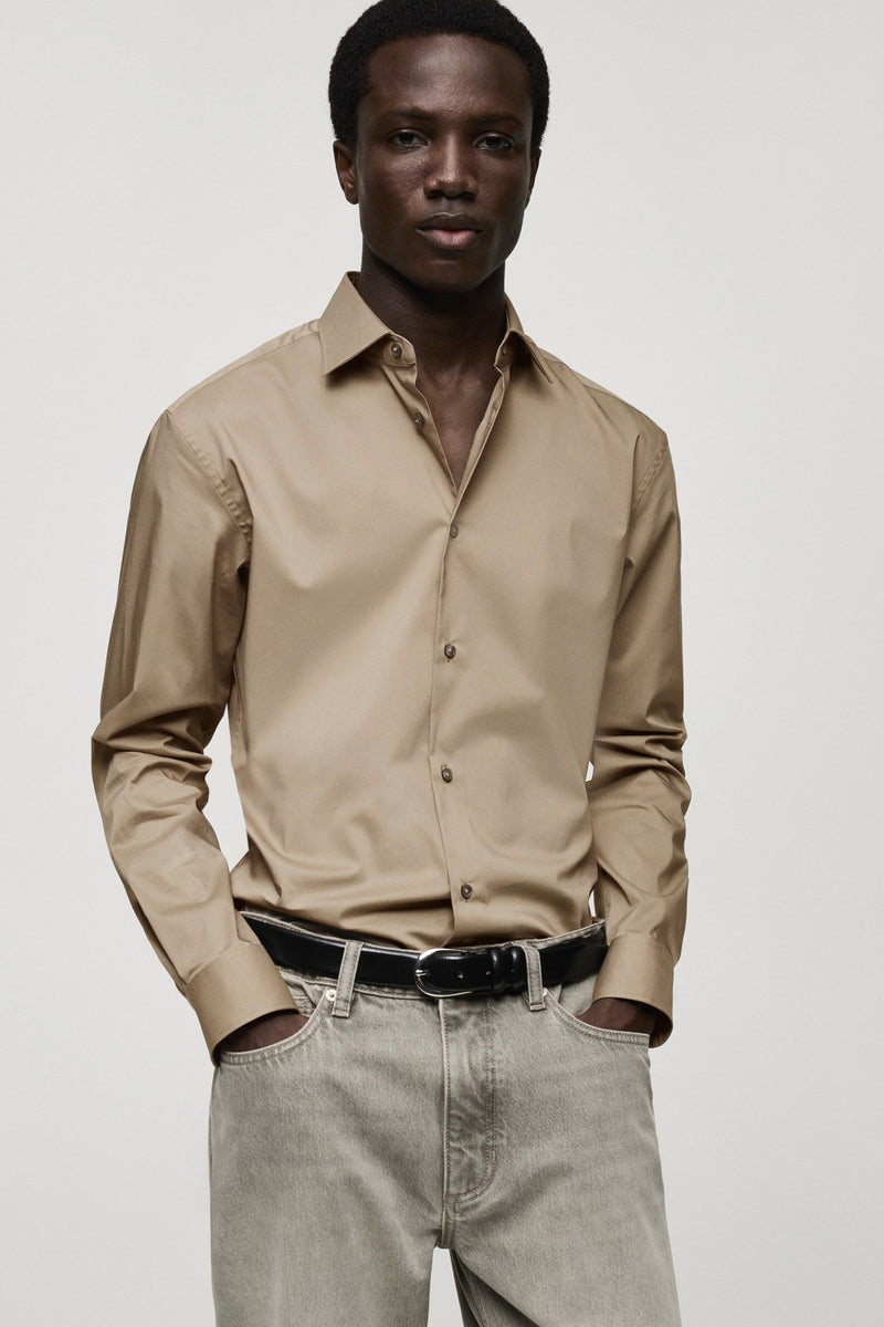 Chemise (manches longues) Brun - MANGO