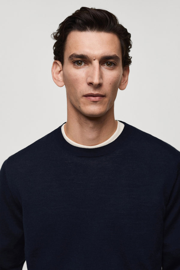 Pull col rond Bleu - MANGO