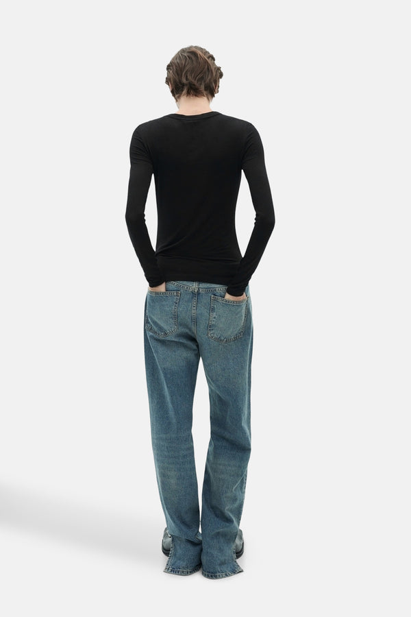 Top uni manches longues Noir - MANGO