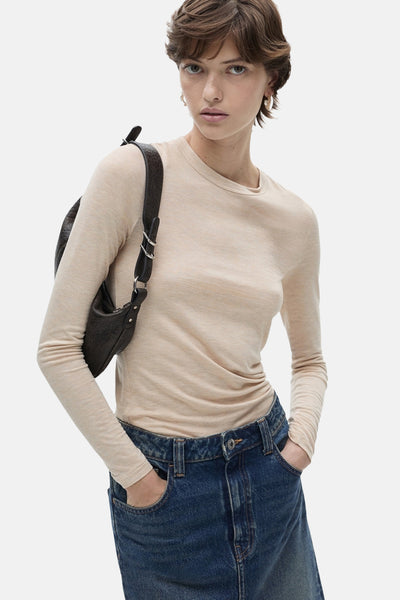 Top uni manches longues Brun - MANGO