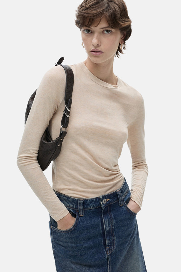 Top uni manches longues Brun - MANGO