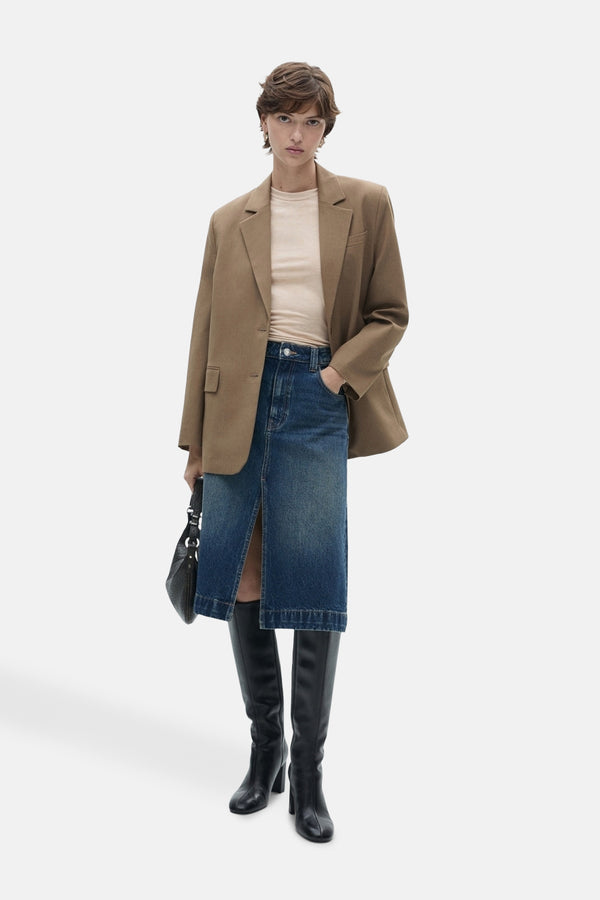 Top uni manches longues Brun - MANGO