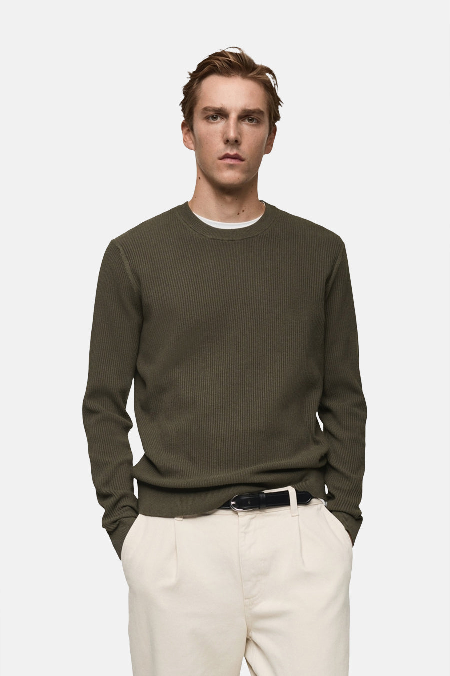 Pull col rond Vert - MANGO