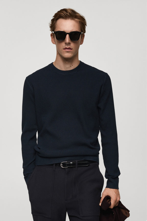Pull col rond Bleu - MANGO