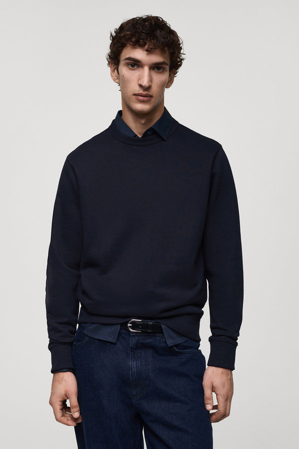 Sweat col rond Bleu - MANGO