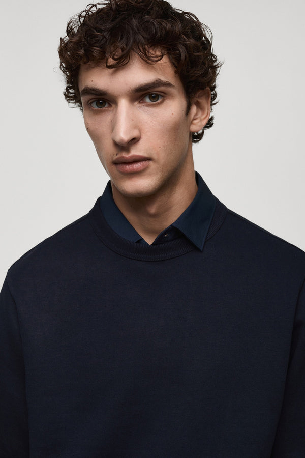Sweat col rond Bleu - MANGO