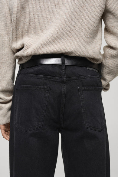 Jeans straight dark grey denim - MANGO