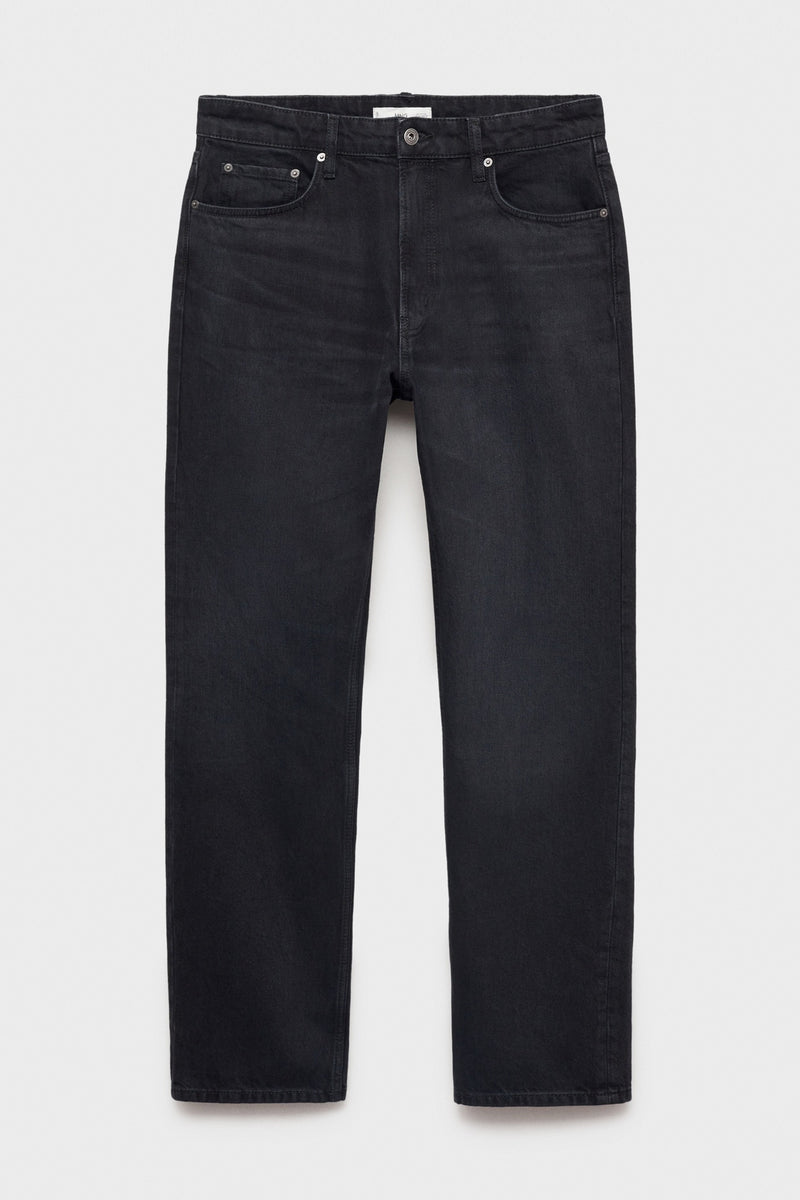 Jeans straight dark grey denim - MANGO