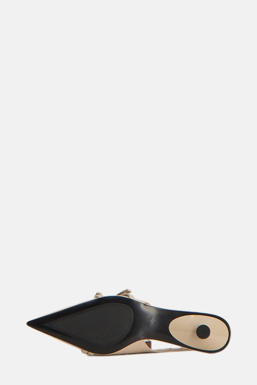 Chaussure plate beige de MANGO, avec semelle noire, vue de dessous.