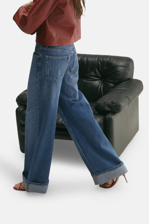 Jean large MID BLUE DENIM - MANGO