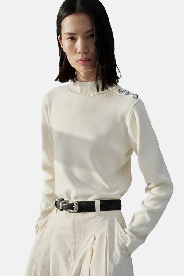 Pull col rond Blanc - MANGO
