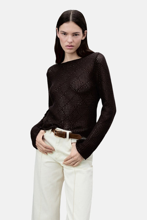 Pull col rond Brun - MANGO