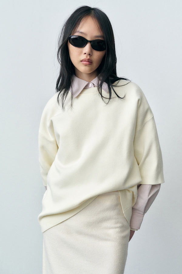 Pull col rond Blanc - MANGO