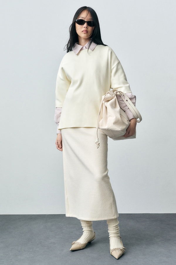 Pull col rond Blanc - MANGO