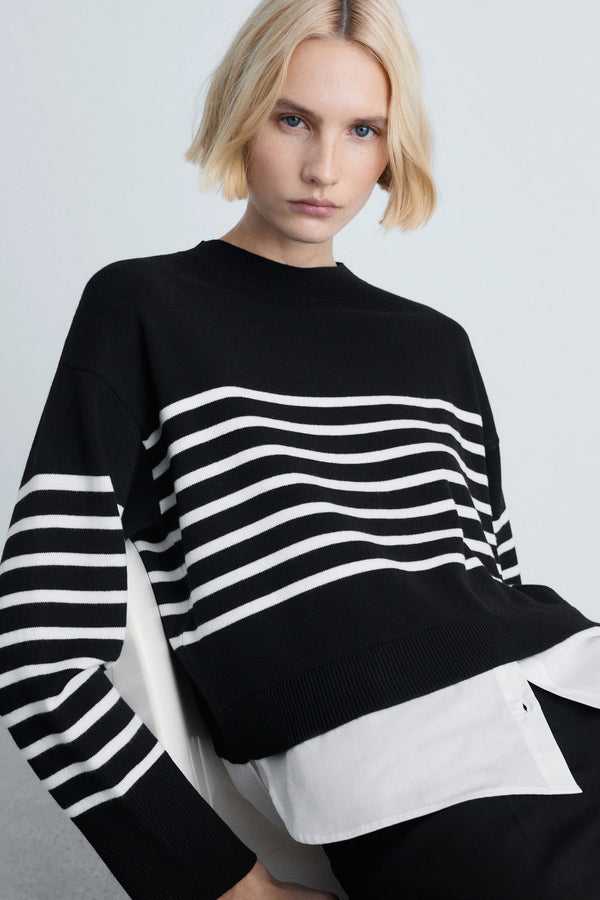 Pull col rond Noir - MANGO